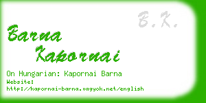 barna kapornai business card